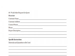 Work Order Request for Quote. Free template to get quote for work ...