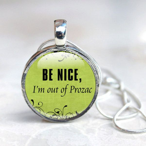 Green Quote glass pendant necklace humorous by GlassArtDreams, £9.99