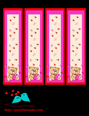 Bookmarks with teddy bear and flowers image