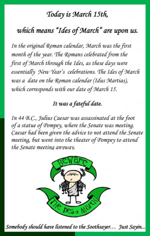 ... Second Page of my dinner program - Fun Facts about the Ides of March