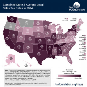 ... and Average Local Sales Tax Rates in 2014, from the Tax Foundation