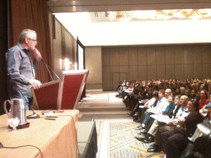 Chris Crutcher giving his opening Keynote at #NY12SCBWI
