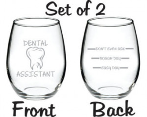 Etched Dental Assistant Glass Set of 2 FREE Personalization