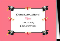 For Niece Graduation Greeting Card-Graduation Caps & Diplomas card ...