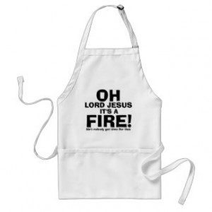 Funny BBQ Guy It's a FIRE! Aprons