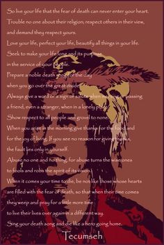 Tecumseh's poem from Act of Valor... great movie. More