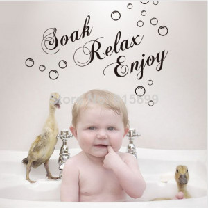 Soak Relax Enjoy Wall Art Sticker Quote Bathroom Bubbles Toilet Splish ...