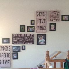 Family pictures wall collage decor. Like the canvas! I would do bigger ...