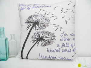 Dandelion Wishes Medium Moms Friends Inspirational Quote Pillow