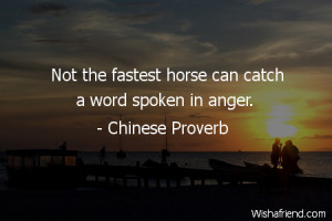 anger-Not the fastest horse can catch a word spoken in anger.