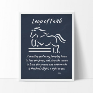 Jumping Horse Art Print, Leap of Faith Design & Poem, Equine Artist ...