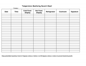 Refrigerator Temperature Log Sheet