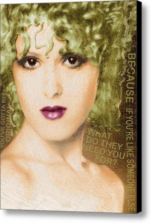 Bernadette Peters Gold and Quote on Stretched Canvas