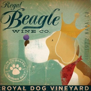 Regal Beagle Wine Company vintage style dog artwork giclee archival ...