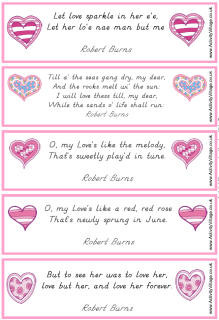 Valentine Bookmarks - Robert Burns love quotes