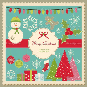 Cute Christmas card - Stock Illustration