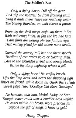 ... poem by poet Henry Chappell (1874-1937) called A Soldier's Kiss