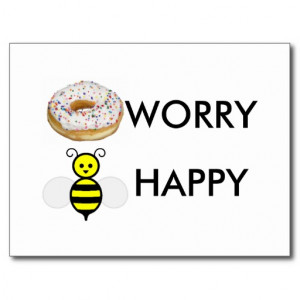 Funny donut worry bee happy quote slogan saying postcard