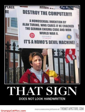 Epic Fail Gay Sign Anti-computer Protester Funny Picture