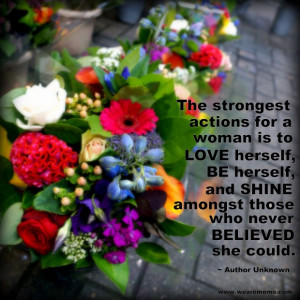 market in Amsterdam with quote “The strongest actions for a woman ...