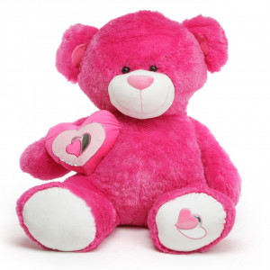 ... Big Love Huge Hot Pink Teddy Bear 56 in - Giant Valentine's Day Teddy