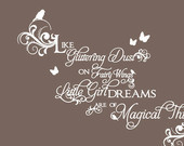 Swirls Wall Decal Quote with Birds and Butterflies - Glittering Dust ...