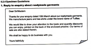 Specimen Quotations: