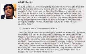 ASAP Rocky Compliments Lil Wayne