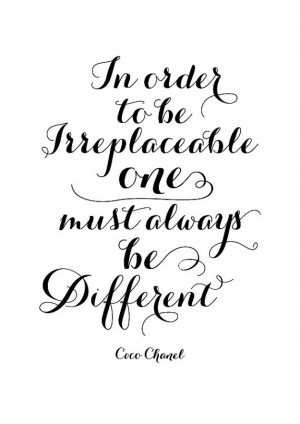 Chanel poster, Chanel print, be different quote, chanel posters ...