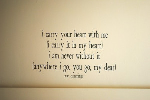 Carry Your Heart With Me I Carry It In My Heart Ee Cummings Love ...