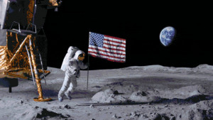 Funny American flag space astronaut picture gif