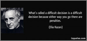 What's called a difficult decision is a difficult decision because ...