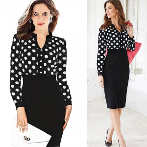 Work Dresses women's professional fashion Polka Dot Career Dress ...