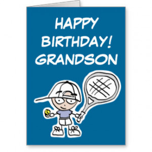 Grandson Birthday card with little tennis boy