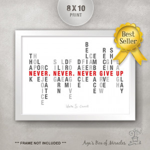 Never Give Up 8x10 Inspirational Quote Print / Graduation Gift ...