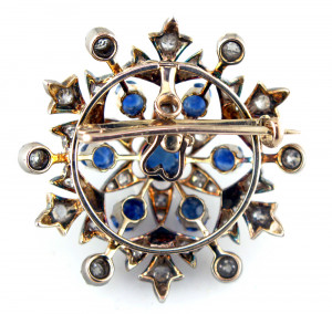 Diamond and Blue Sapphire Star Brooch