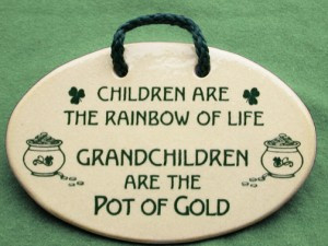 Irish saying on ceramic plaque. Children are the rainbow of life ...