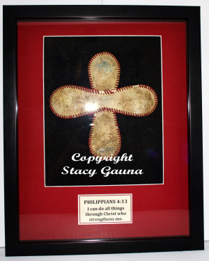 ... Cross in 11×14 Glass Shadowbox Frame with Red Double Mat Personalized
