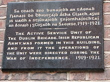 Wandtafel, die an die Gründung der Dubliner IRA-Kampfeinheit 1919 ...