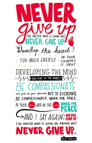 never give up - dalai lama xiv by catherine.roach, via Flickr