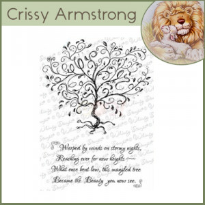 Whimsy Crissy Armstrong Rubber Stamp - Flourish Tree and Quote