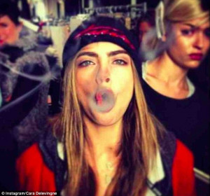 ... Cara Delevingne joins the weed celebrations late with a smoking selfie