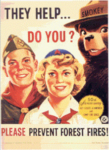 Smokey Bear with members of the Boy Scouts of America and the Camp ...