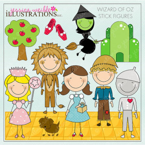 Wizard of Oz Stick Figures Digital Clipart for Invitations, Card ...