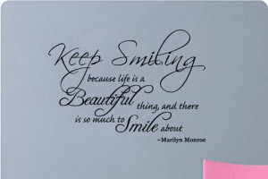 Marilyn Monroe Quote- Keep Smiling Because Life is a Beautiful T
