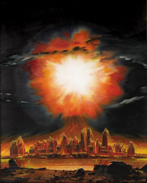 Destruction' - Hydrogen bomb air-burst over New York City. Painting ...