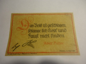 HITLER QUOTE ORIGINAL SIGNED BY ADOLF HITLER-PARCHMENT