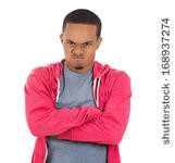 Small photo of Closeup portrait of displeased pissed off angry grumpy ...