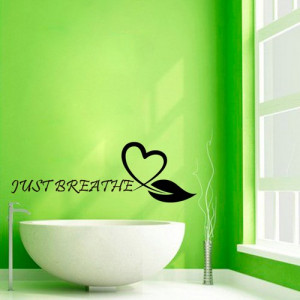 Floral Heart Wall Decals Quotes Just Breathe Spa Salon Bathroom Decor