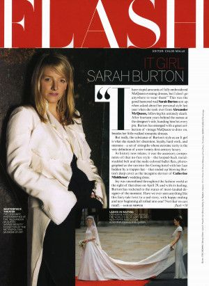 ... Sarah Burton on the story “It Girl, Sarah Burton” for Vogue July